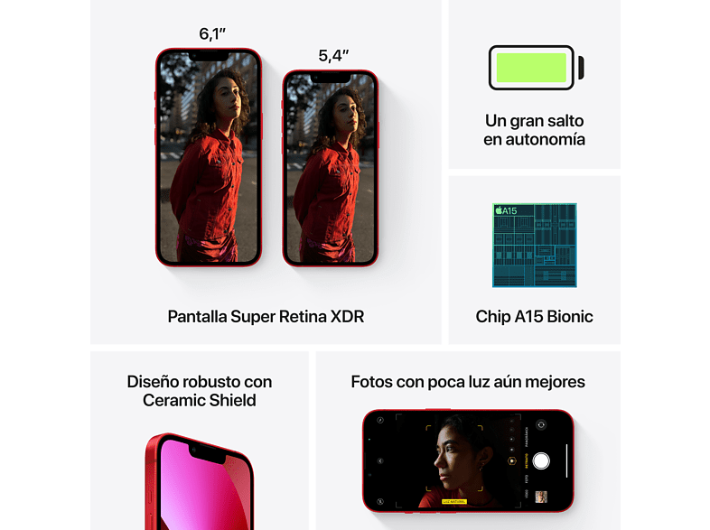 Apple iPhone 13 Mini, (PRODUCT)RED, 512 GB, 5G, 5.4 OLED Super Retina XDR, Chip A15 Bionic, iOS