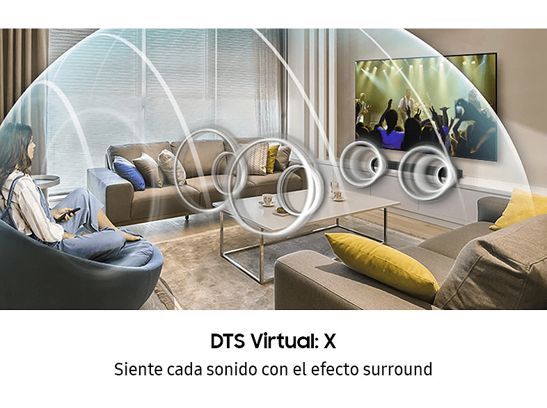 Barra de Sonido - Samsung 2020 HW-Q60T, DolbyDigital 5.1, Q Symphony, Subwoofer inalámbrico, Acoustic Beam 2.0