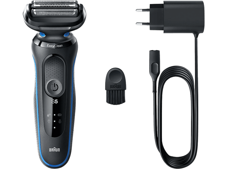 Afeitadora - Braun Series 5 51-B1000S, 3 Cuchillas, Tecnología AutoSense, EasyClick, Detección automática, Wet & Dry, Azul