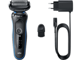 Afeitadora - Braun Series 5 51-B1000S, 3 Cuchillas, Tecnología AutoSense, EasyClick, Detección automática, Wet & Dry, Azul