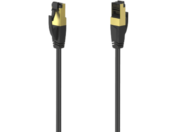 Cable de red - Hama 00200693, CAT-8, 40 Gbit / s, S / FTP blindado, Libre de halógenos, 3 m, Negro