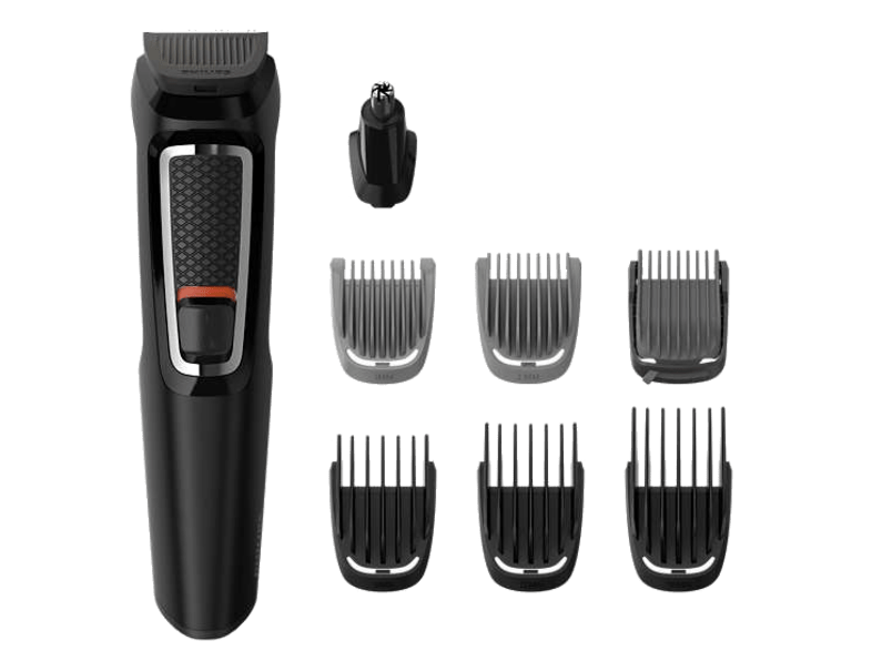 Afeitadora - Philips Multigroom Series 3000 MG3730/15, Multifunción, 8 en 1, 60 min, Seco y húmedo, Negro