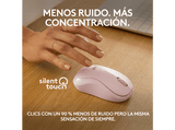 Ratón inalámbrico - Logitech M240 Silent, Inalámbrico, Bluetooth, 4000 ppp, Ambidiestro, Windows/Mac, Rosa