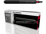 Plancha de pelo - Rowenta x Karl Lagerfeld Optiliss SF321LF0, Revestimiento Keratin & Glow, 10 temperaturas, Hasta 230 °C, Negro y rojo
