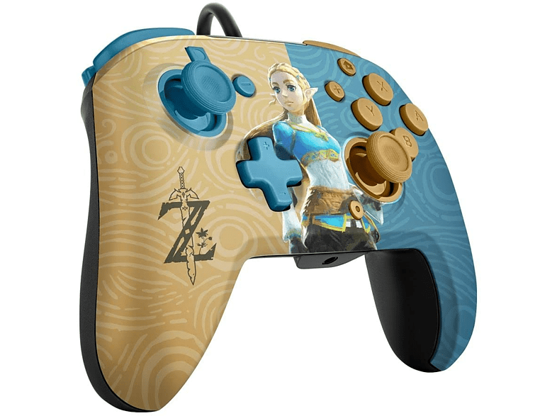 Mando - PDP  Faceoff Deluxe Audio Wired Zelda Breath, Para Nintendo Switch, Con Cable, Marrón y Azul