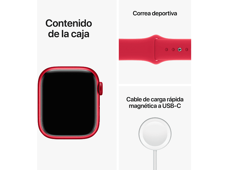 Apple Watch S8 (2022), GPS+CELL, 41 mm,  Caja de aluminio, Vidrio delantero Ion-X, Correa deportiva (PRODUCT) RED