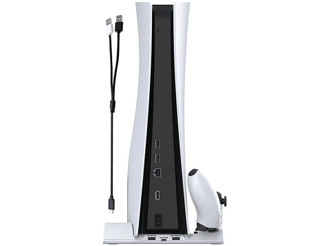 Base de carga - Blackfire Multifuction Led Charge Stand, Capacidad 2 mandos, Para mando DualSense PS5, Blanco