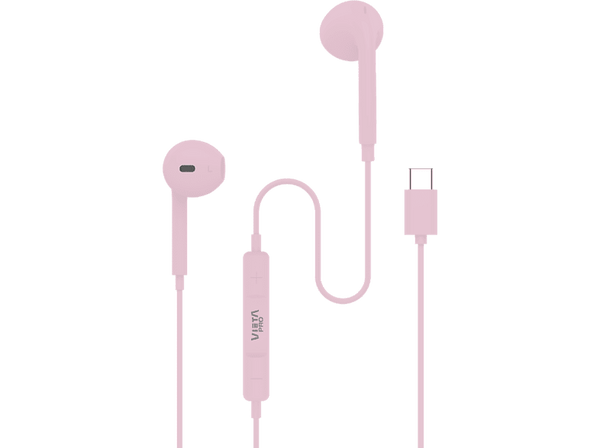 Auriculares - Vieta Pro Homy, Auricular de botón, Con micrófono, Type C, Rosa