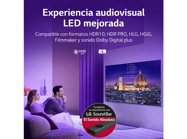 TV QNED 55 - LG 55QNED7S6QA, UHD 4K, α5 Gen5 AI Processor 4K, Smart TV, DVB-T2 (H.265), Negro
