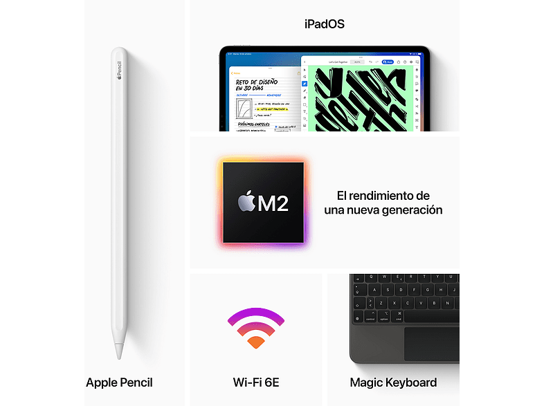 Apple iPad Pro (2022 4ª gen.) 512 GB, Plata, 11, WiFi, Liquid Retina XDR, 8 GB RAM, Chip M2, iPadOS 16