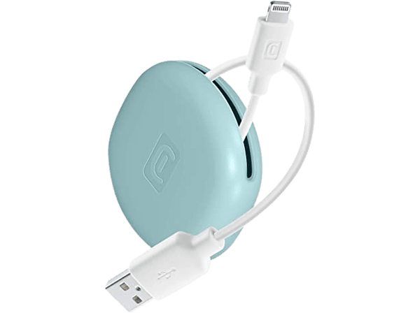 Cable USB - CellularLine USBDATABAGMFIB, Portacable, USB a Lightning, 100 cm de cable, Universal, Blanco y Azul
