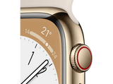 Apple Watch S8 (2022), GPS+CELL, 45 mm,  Caja de acero inoxidable, Vidrio delantero Ion-X, Correa deportiva oro