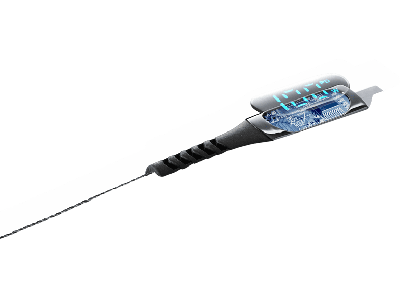 Cable USB - CellularLine USBDATADISC2CTAB2K, Con pantalla, USB-C a USB-C, 2 m, 100 W, Negro
