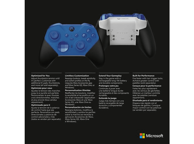Mando - Microsoft Elite Wireless Controller V2 Core RFZ-00018, Para Xbox, Inalámbrico, Azul