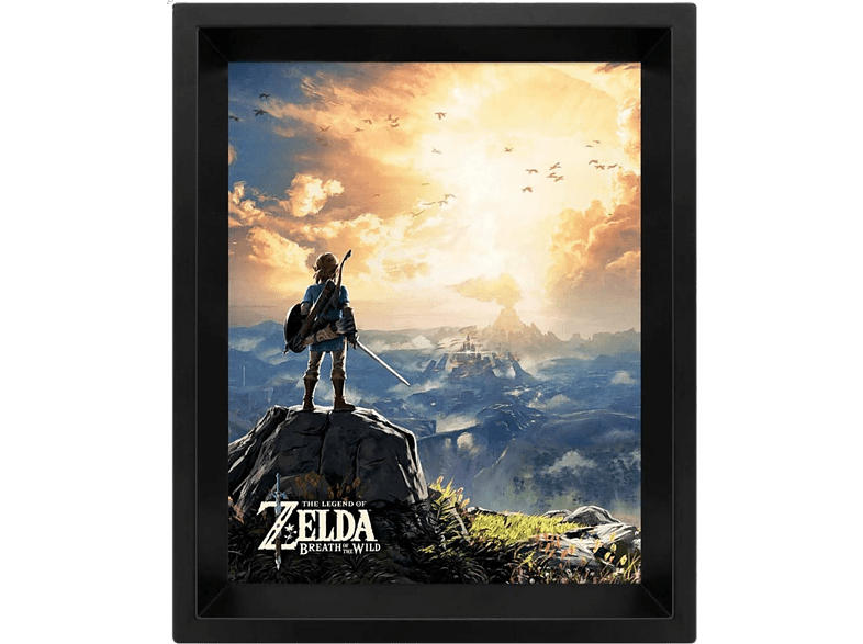 Póster - The Legend Of Zelda Sunset, 3D, Enmarcado en negro, 20 x 25 cm