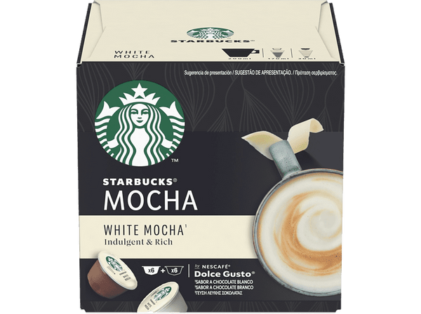 Cápsulas monodosis - Dolce Gusto Starbucks White Moccha, 100% arábica, Chocolate blanco, 6+6 cápsulas