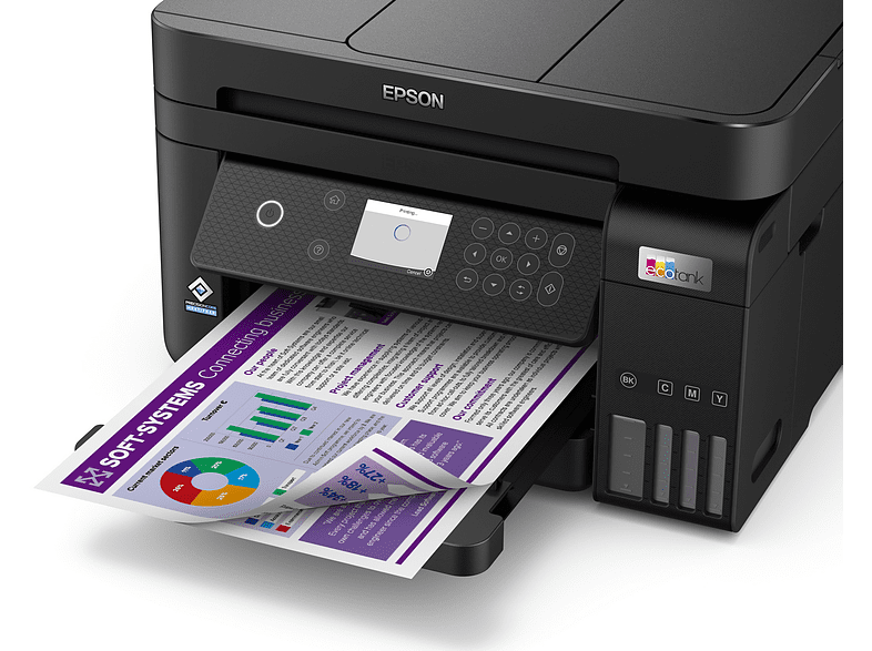 Impresora multifunción - Epson EcoTank ET-3850, Inyección tinta, 33 ppm B/N, 15 ppm Color, 250 hojas, Negro