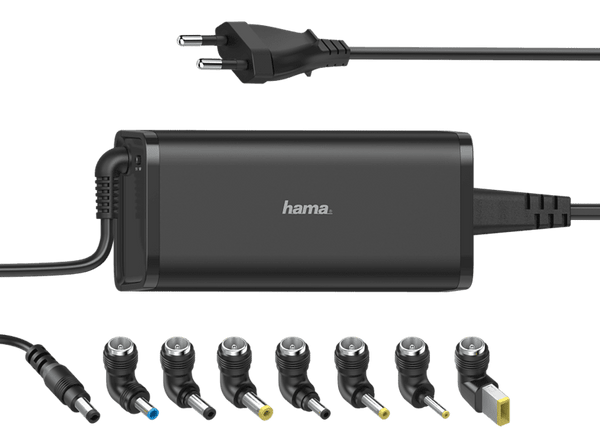Cargador para portátil - Hama Universal Notebook, Para portátiles, 7 adaptadores, Universal, 90W, Negro