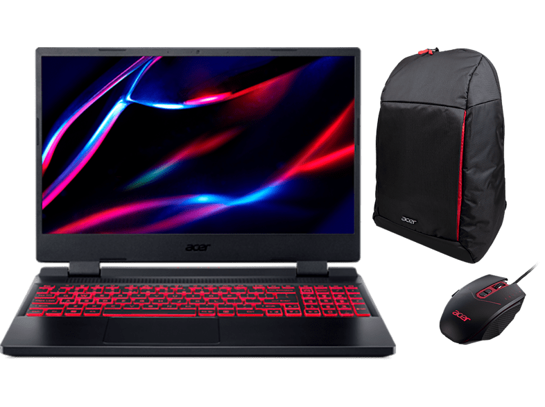 Portátil gaming - Acer AN515-58,15.6 Full HD, Intel® Core™ i5-12500H, 16GB RAM, 1TB SSD, NVIDIA® GeForce RTX™ 3060, W11H, Mochila + Ratón gaming