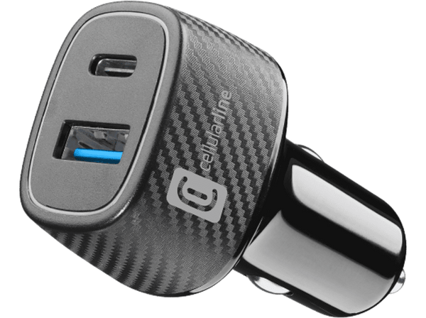 Cargador coche - Cellular Line CBRUSB2PD48WK, 2 Puertos USB, Negro