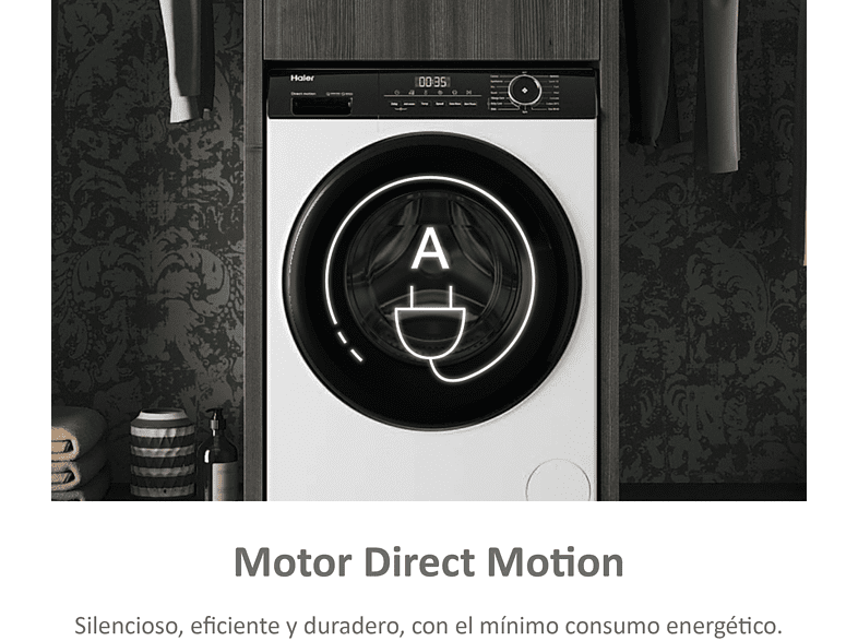 Lavadora carga frontal - Haier I-Pro Series 3 HW90-B14939-IB, 9 kg, 1400 rpm, Motor Direct Motion, 15 programas, Antibacterias, Vapor, Blanco