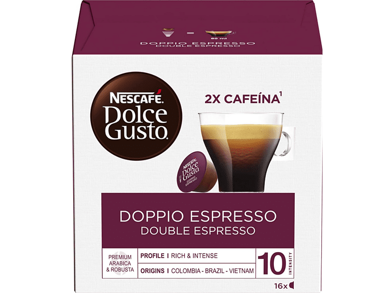 Cápsulas monodosis - Nescafé Dolce Gusto Doppio Expresso, Arábica & Robusta, Pack de 16 Cápsulas