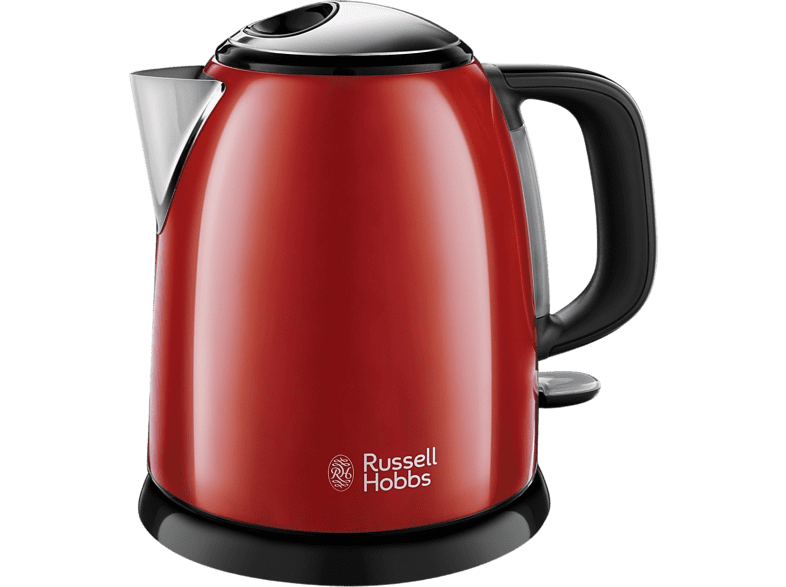 Hervidor de agua - Russell Hobbs Mini ColourPlus 24992-70, 1 l, Base 360º, Apagado automático, Rojo