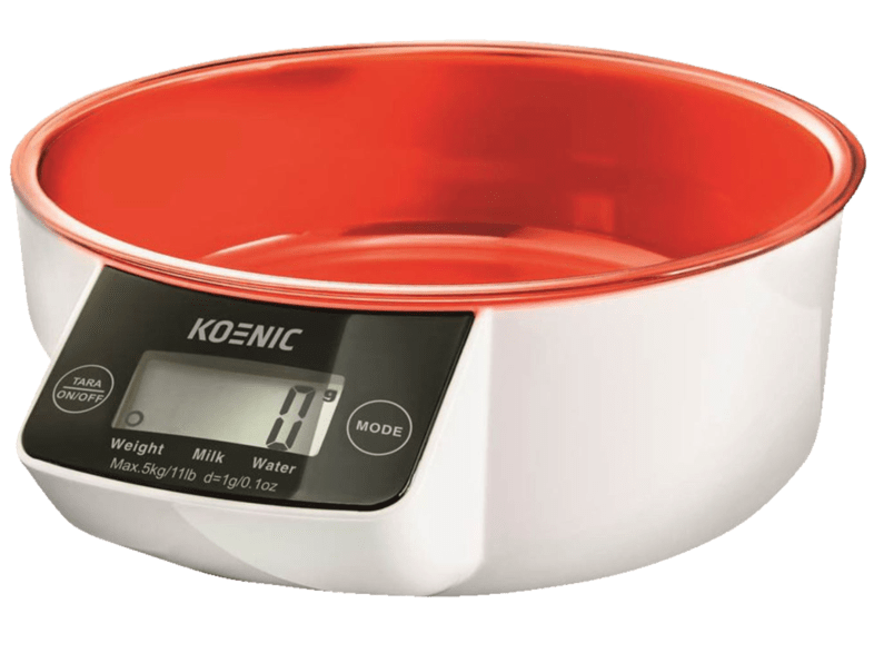 Balanza de cocina - Koenic KSS 3220, Hasta 5 kg, Función tara, Forma de bol