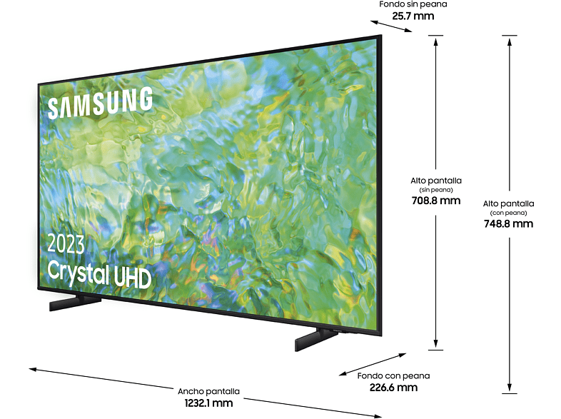 TV LED 55 - Samsung TU55CU8000KXXC, Diseño AirSlim, Crystal UHD 4K, Samsung Gaming Hub, Smart TV powered by Tizen, Negro