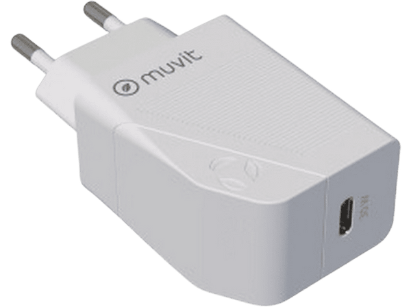 Cargador - muvit MCACC0014, USB-C, 30W, Blanco