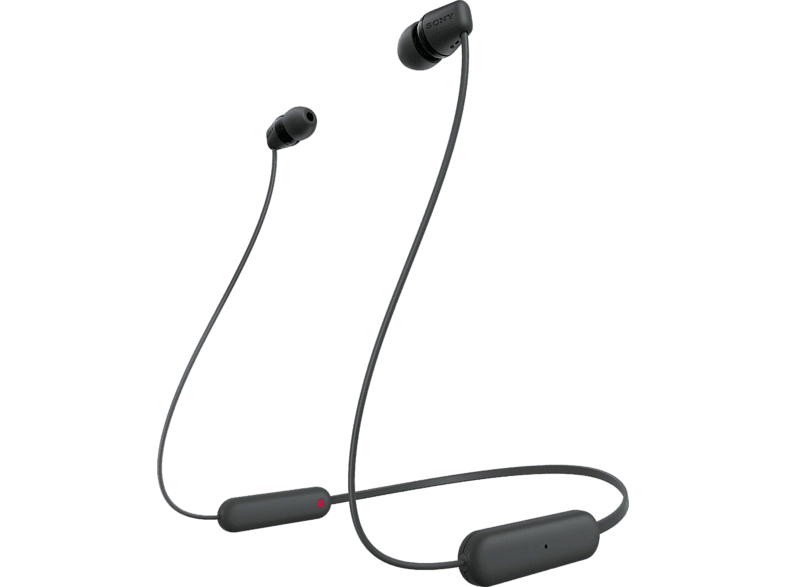 Auriculares inalámbricos - Sony WI-C100B, Micrófono, 25 horas de batería, Asistentes de voz, Bluetooth, Negro
