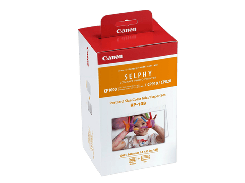 Cartucho de tinta + Papel Fotográfico - Canon RP-108,  Para Selphy CP, Color Blanco