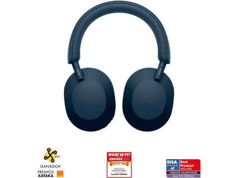 Auriculares inalámbricos - Sony WH1000XM5L, Cancelación de ruido (Noise Cancelling), Bluetooth, 30h, Alexa, Siri y Google Assistant,Hi-Res, Micro,Azul