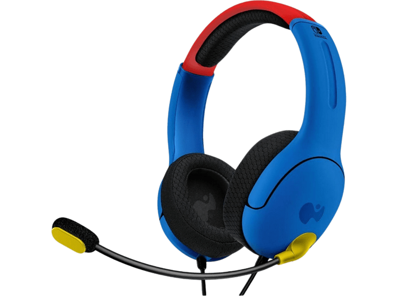 Auriculares gaming - PDP Bundle Super Mario Bros (LVL40 + Rematch), Micrófono integrado, Para Nintendo Switch, Rojo/Azul