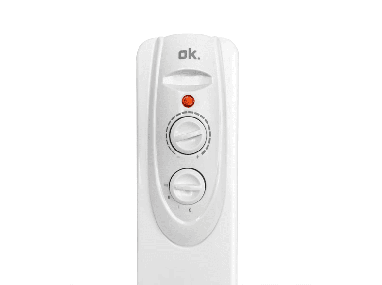 Radiador - OK Oro 4413 ES, 2500 W, 3 niveles, 13 elementos, Termostato ajustable, Ruedas incorporadas, Blanco