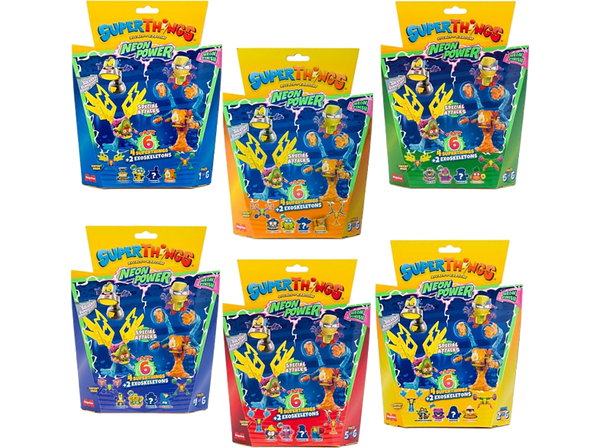 Figura - Magicbox Superthings Neon Power, Pack de 6 figuras, 3 cm, Multicolor