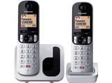 Teléfono - Panasonic KX-TGC250SP, Dúo, Inalámbrico, 1.6, 50 contactos, Bloqueo llamada, Manos libres, Modo ECO, Hasta 18h, Plata