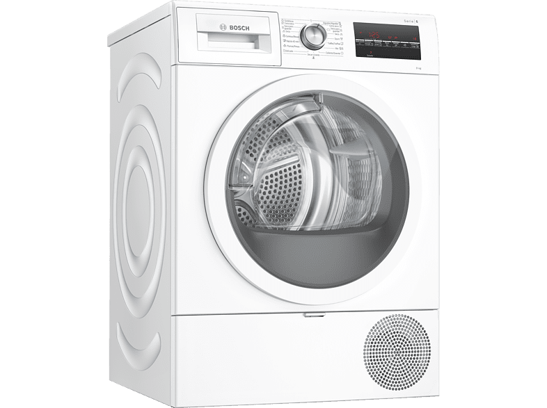 Secadora - Bosch WTR85T00ES, Bomba de calor, Independiente, 9 kg, 15 programas, Blanco