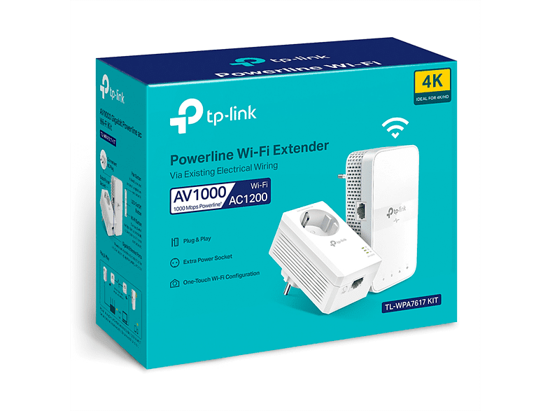 Adaptador PLC - TP-Link TL-WPA7617 KIT, Pack de 2 unidades, 1000 mbps, Doble Banda AC1200, Gigabit, Blanco