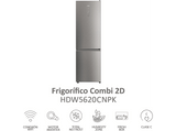 Frigorífico combi - Haier 2D HDW5620CNPK, 377 L, Total No Frost, 200cm, Motor Inverter, Wi-Fi, Botellero, Inox