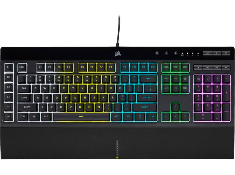 Pack Teclado + Ratón - Corsair K55 , QWERTY, USB, Retroiluminación LED RGB, 1000 Hz, DPI, Negro