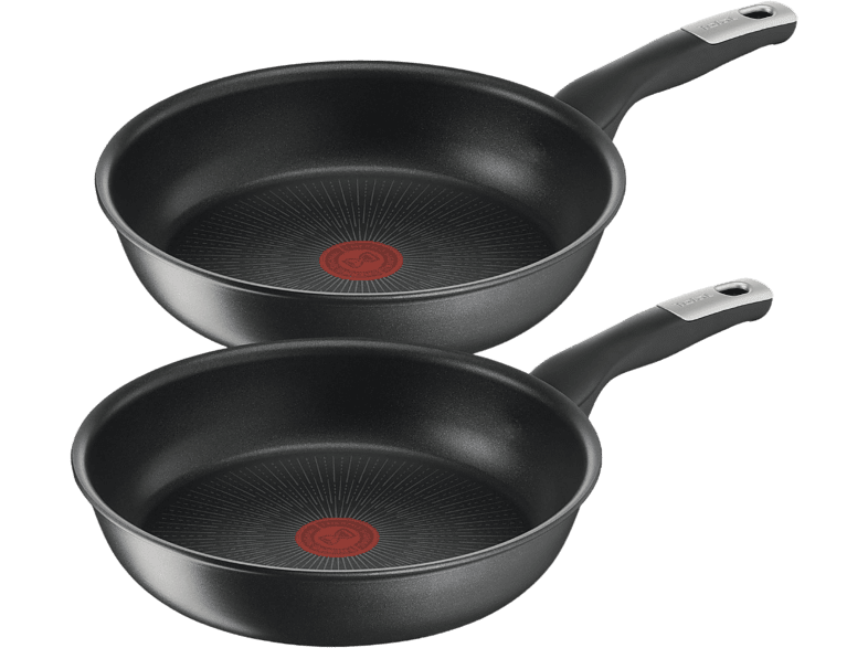 Set de sartenes - TEFAL Jordi Cruz G2550S2B, 20 y 26 cm, 2 unidades, Revestimiento Titanium Antirrayaduras, Tecnología Thermo-Fusion, Aluminio, Negro