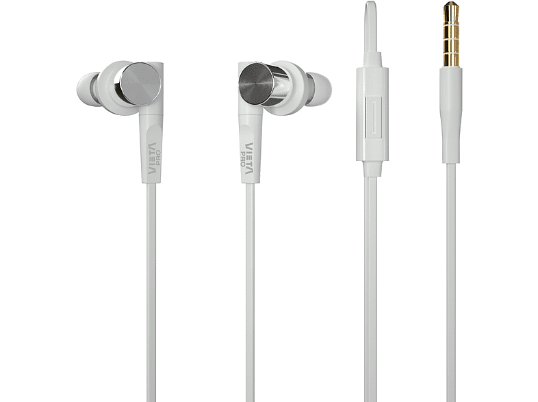 Auriculares de botón - Vieta Pro VHP-BC099WH, Cable, Micrófono, Mini Jack, Cable 1.2 m, Blanco