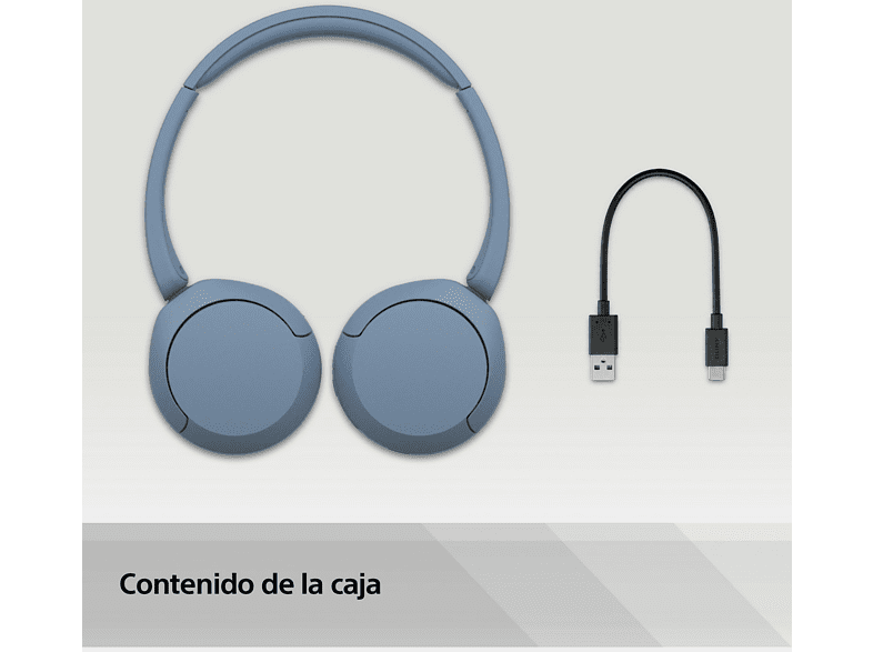 Auriculares inalámbricos - Sony WH-CH520, Bluetooth, 50 horas de autonomía, Carga rápida, 360 Audio, Conexión multipunto, Cascos estilo diadema, Azul
