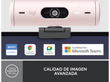 Webcam - Logitech Brio 500, Full HD 1080p, Enfoque automático, Micrófono con reducción de ruido, Rosa