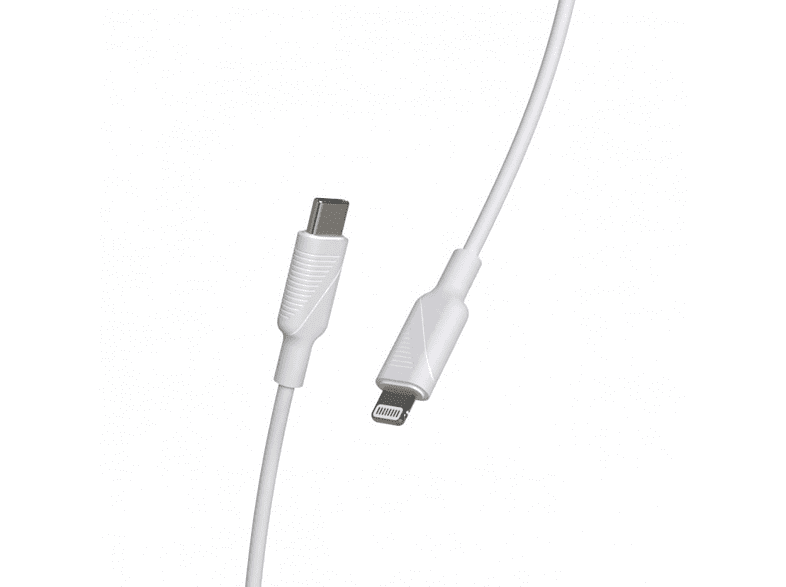 Cable USB - Muvit MCUSC0006, 1.2 m, 3 A, De USB-C a Lightning, Blanco