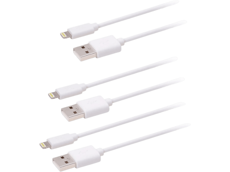 Cable USB - OK OZB-533, De USB a Lightning, Pack de 3, Tamaños diferentes, Blanco