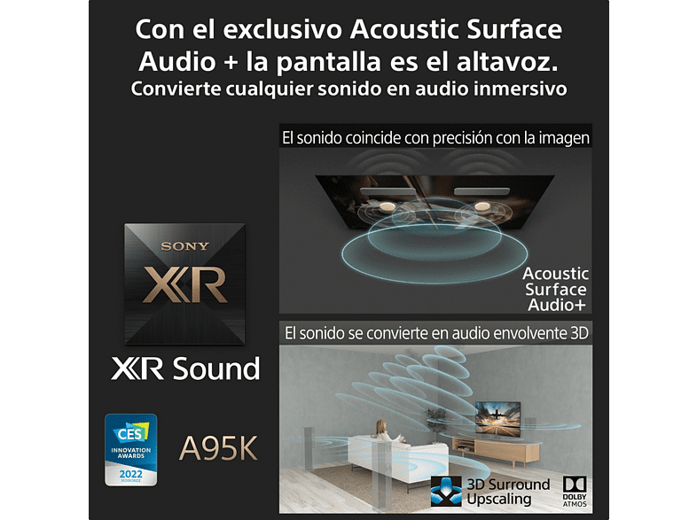 TV QD-OLED 55 - Sony Master Series BRAVIA XR 55A95K, 4K HDR 120, HDMI 2.1 Perfecto para PS5, Smart TV (Google TV), Bravia CAM, Dolby Vision, Atmos