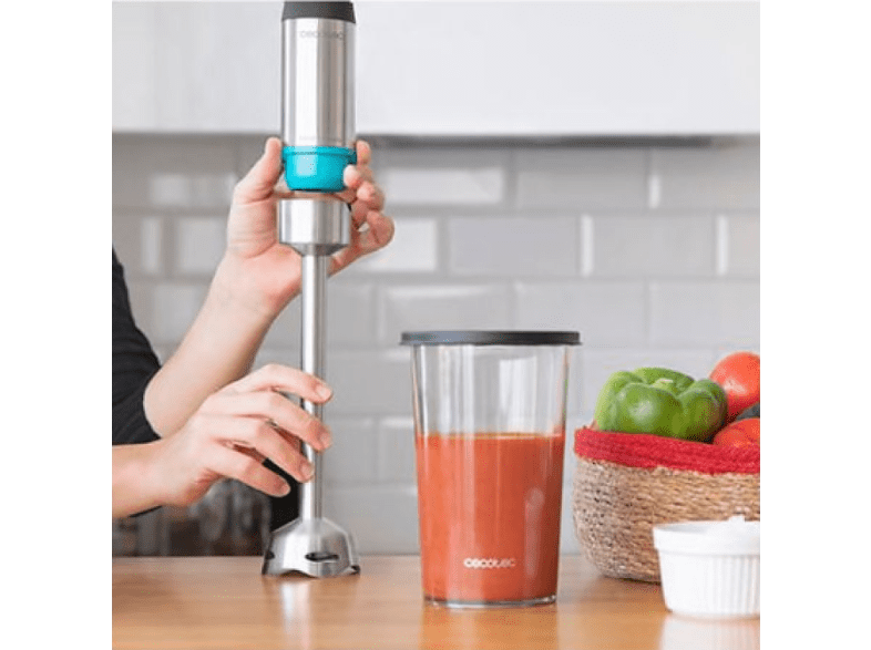 Batidora de mano - Cecotec Power TitanBlack 1200 XL, 1200 W, 800 ml, Cuchillas de 4 hojas, Inox