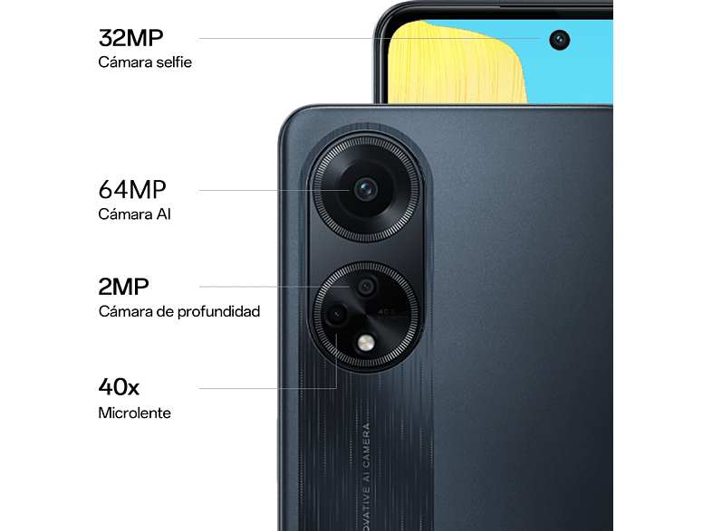 Móvil - OPPO A98 5G, Cool Black, 256 GB, 8GB RAM, 6.72 Full HD+, Qualcomm Snapdragon™ 695 5G, 5000 mAh, Android
